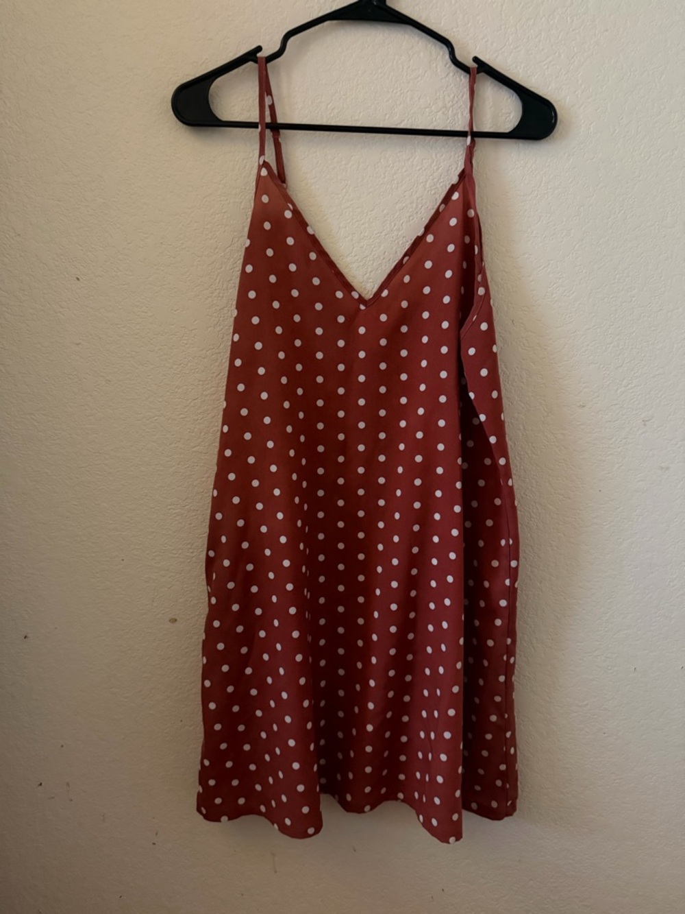 Source Unknown Rust Red Polka Dot Mini Dress